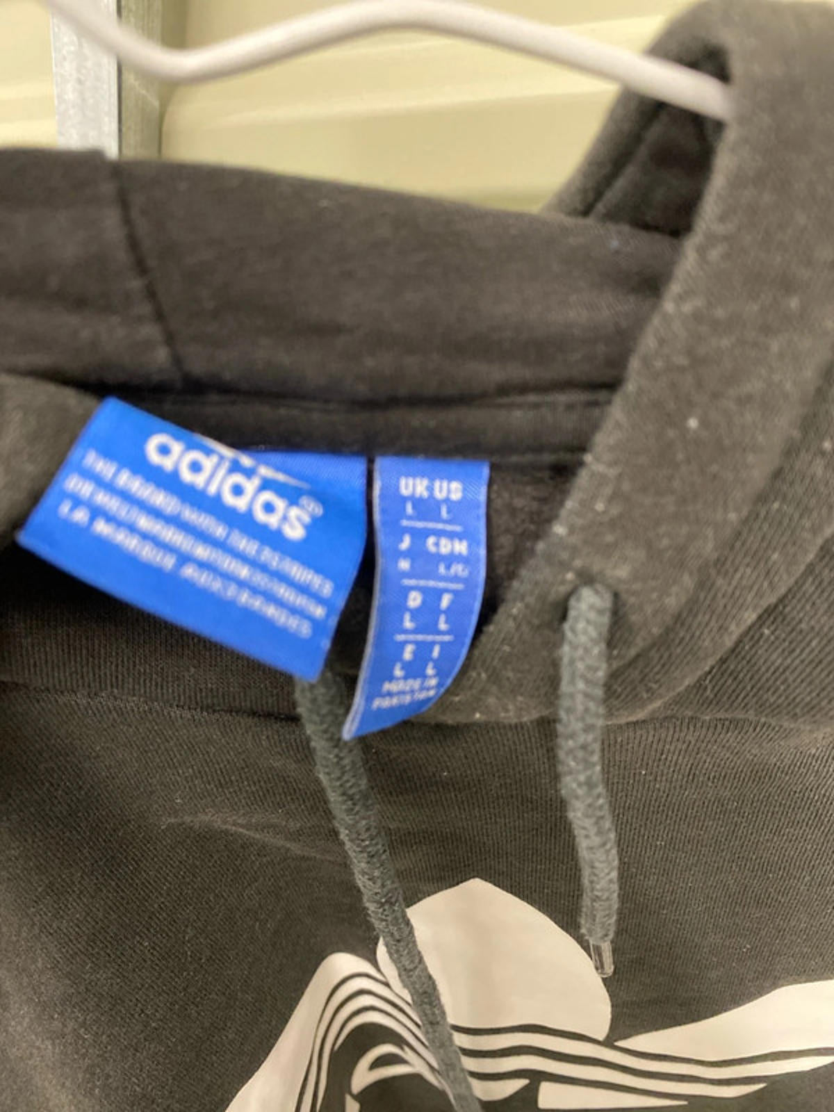 Adidas hoodie large black mens