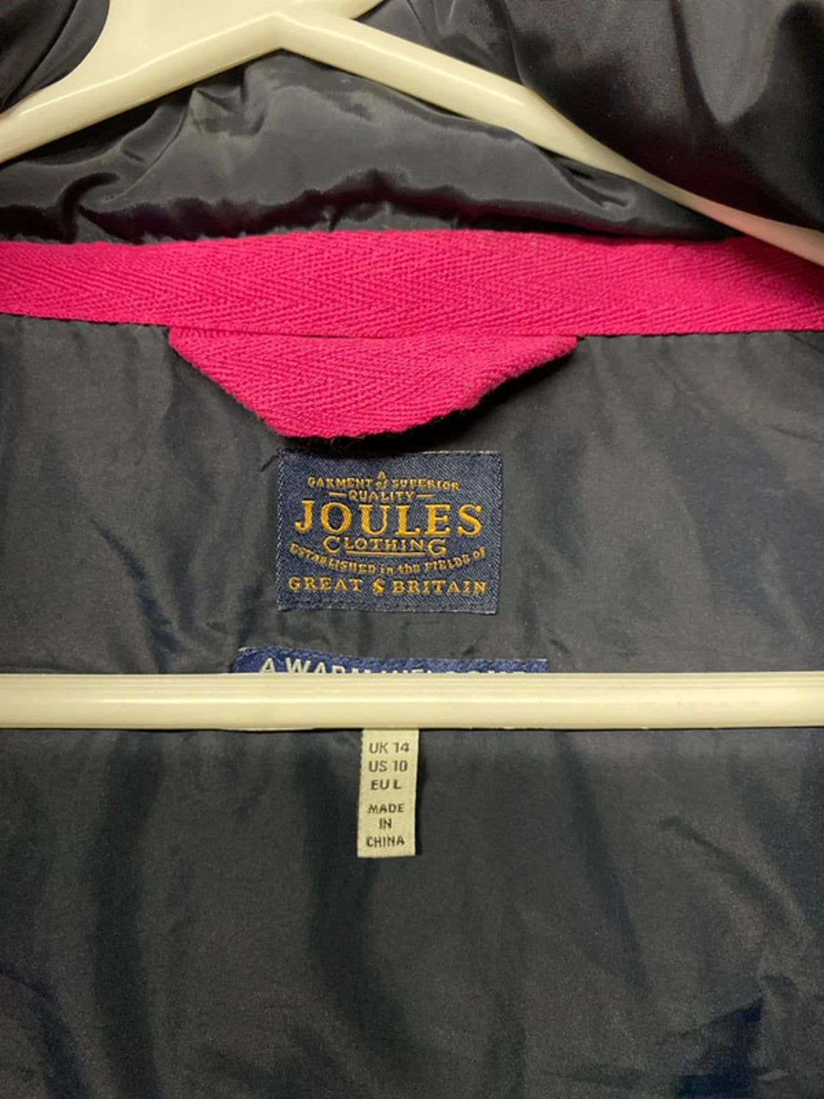 Joules Hooded Gilet Fur lined size 14 Blue