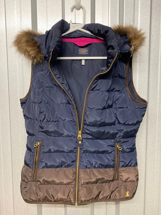 Joules Hooded Gilet Fur lined size 14 Blue