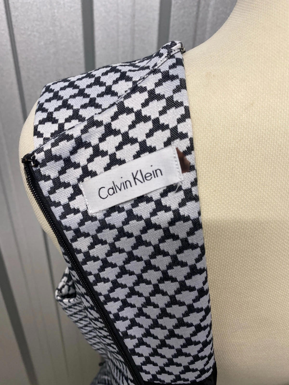 Calvin Klein black and white patterned dress