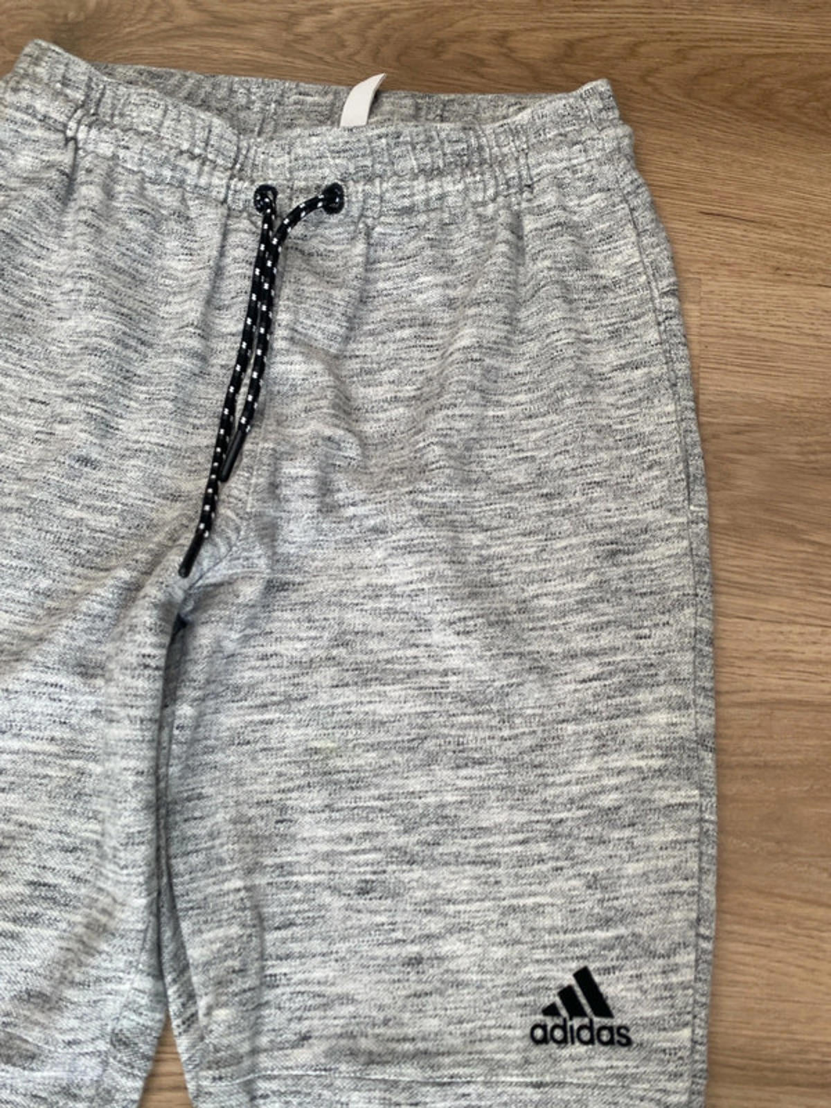 Adidas grey joggers with black flecks small