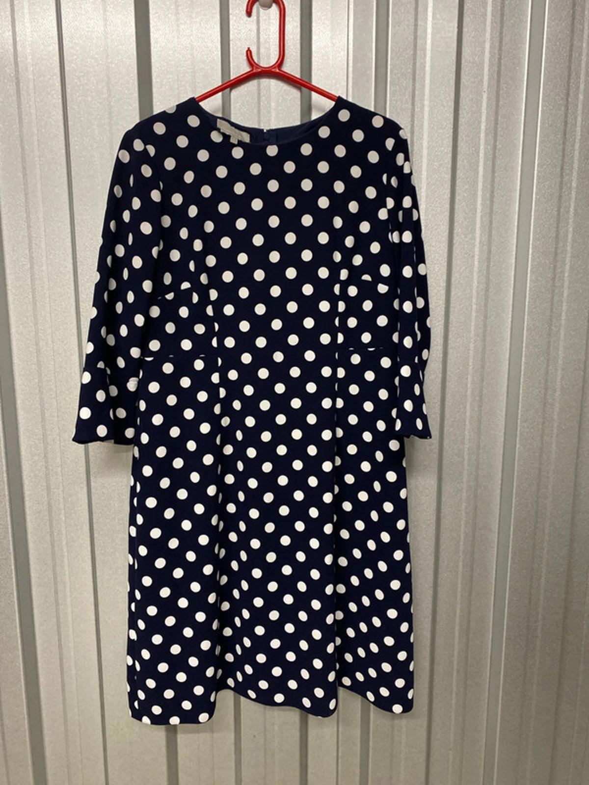 Hobbs Navy blue and white polka dot dress. 16
