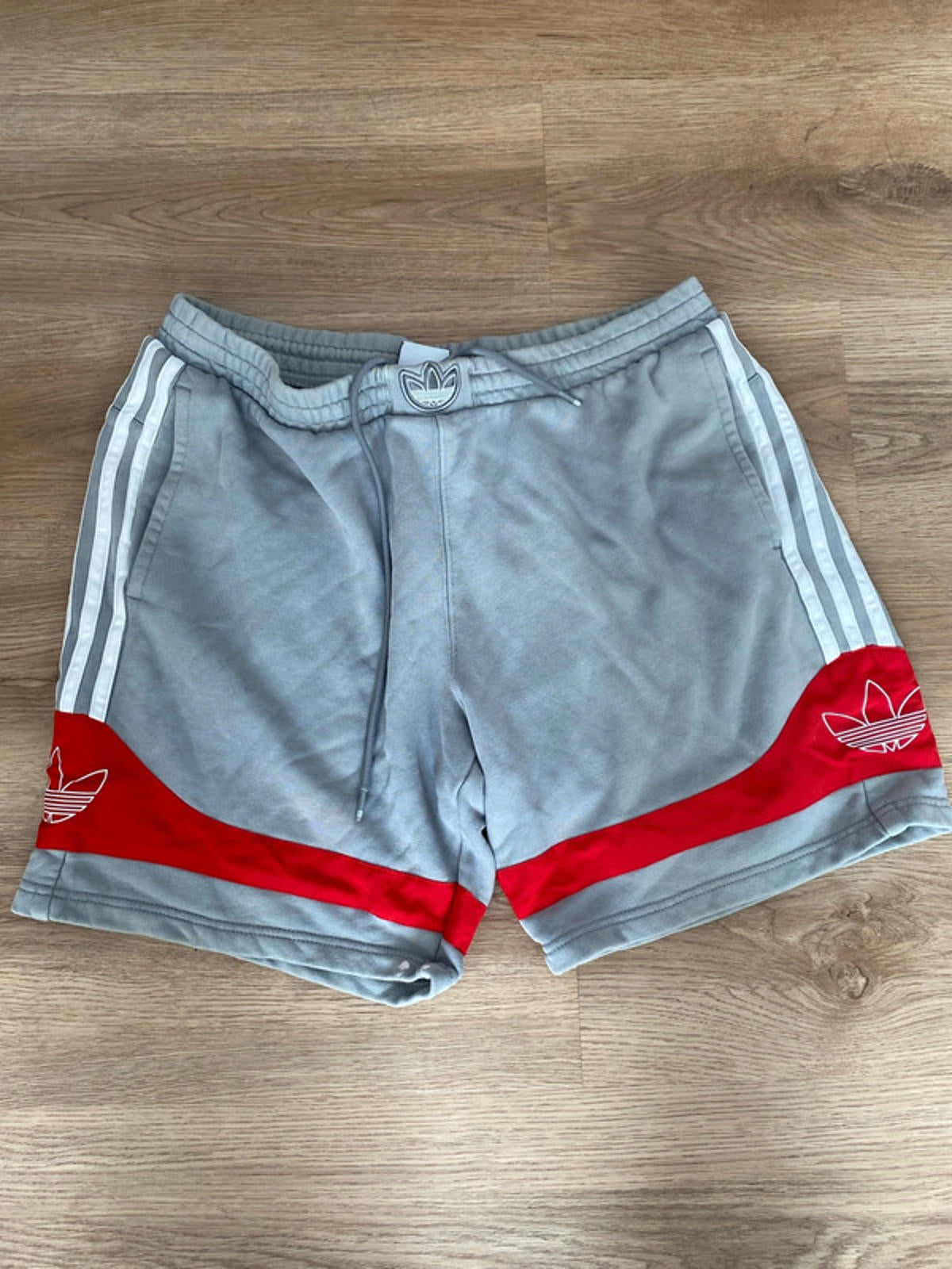 Adidas large soft shorts grey and red