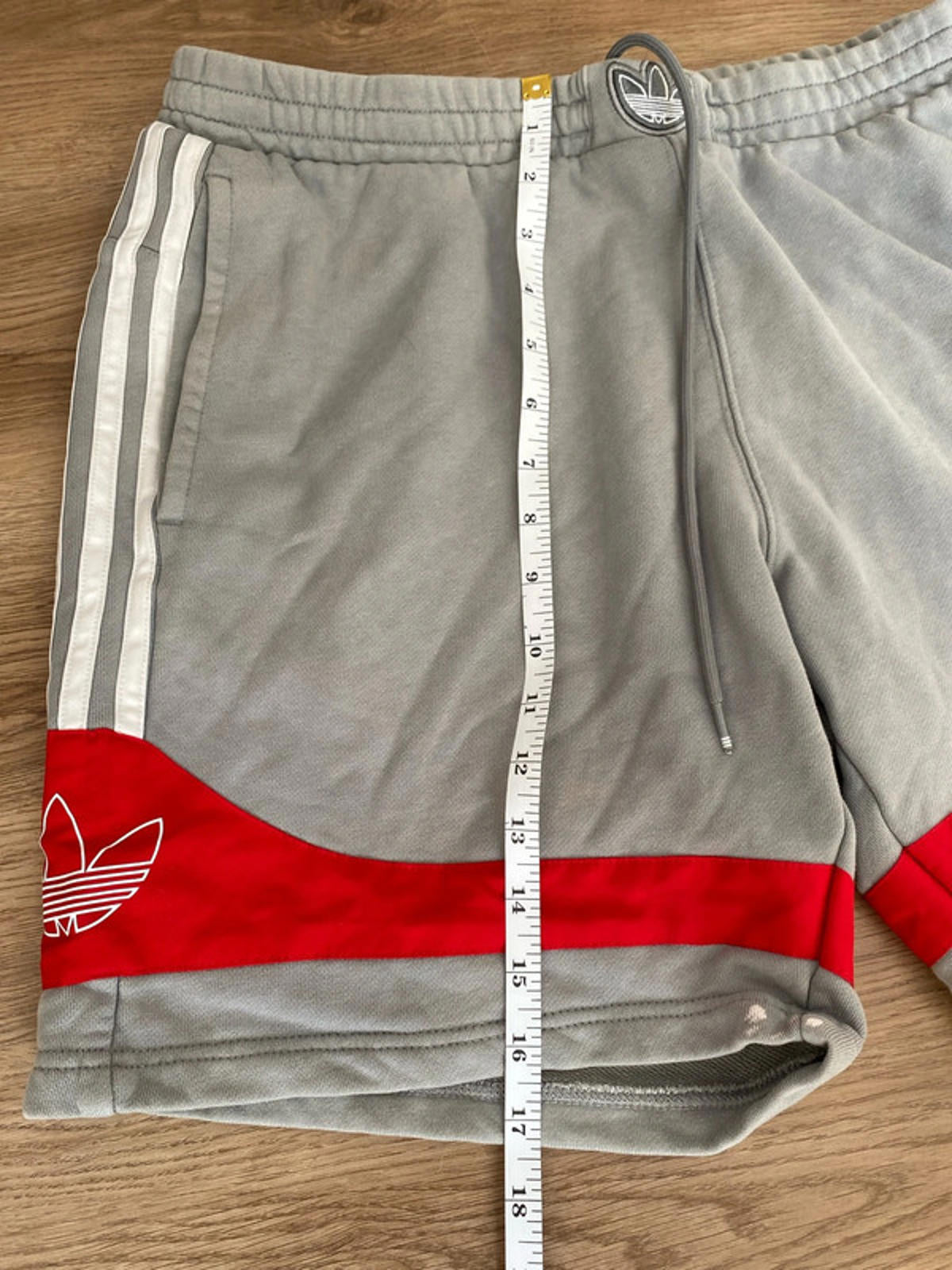 Adidas large soft shorts grey and red