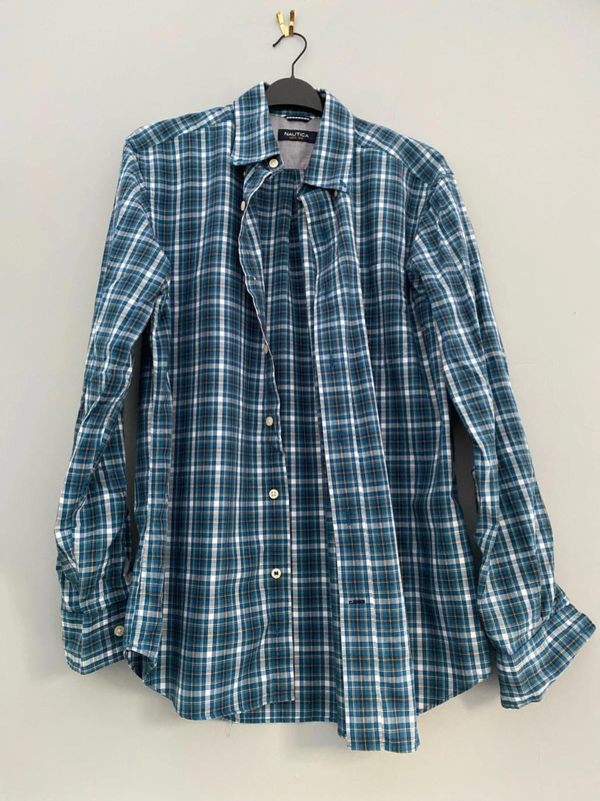 Nautica Long sleeve checkered shirt medium