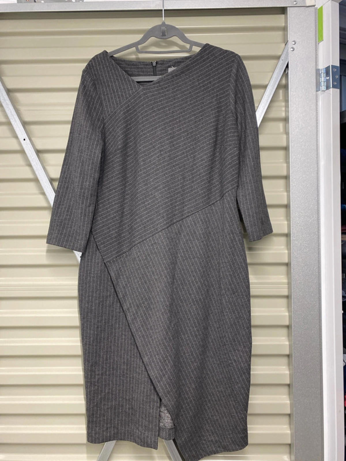 Phase Eight Grey Dress with pin striped 16