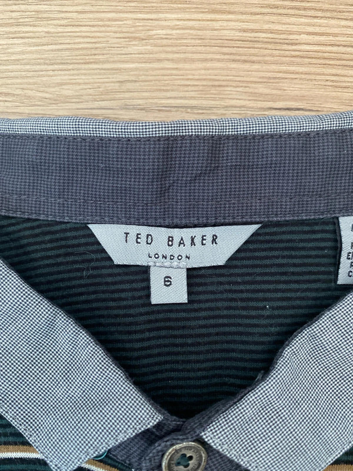 Ted Baker polo Shirt green with stripes Size 6 (large)