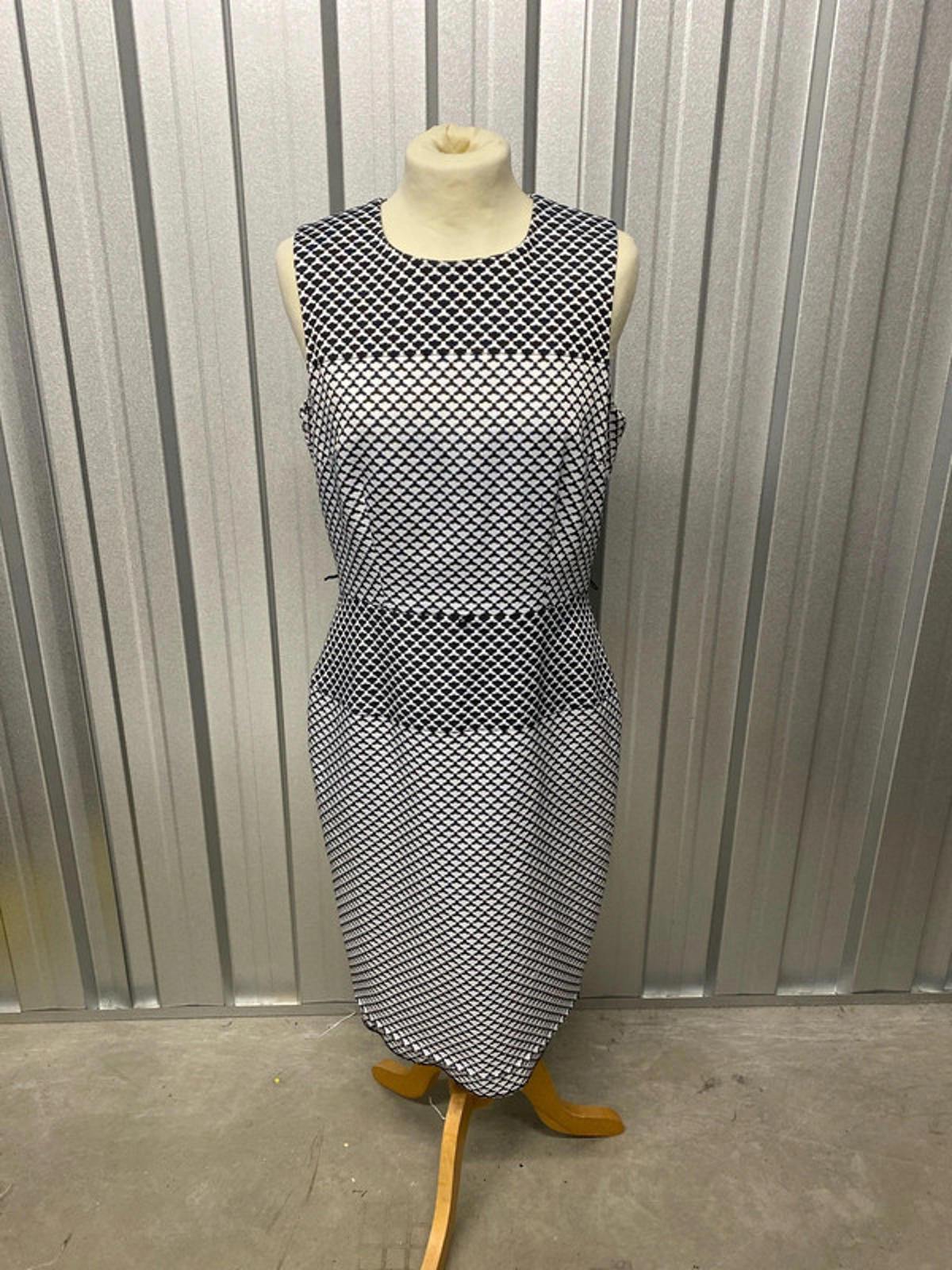 Calvin Klein black and white patterned dress