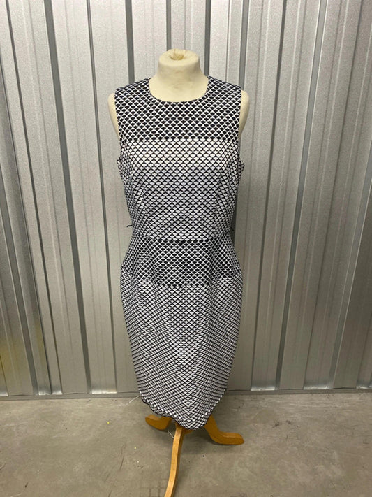 Calvin Klein black and white patterned dress
