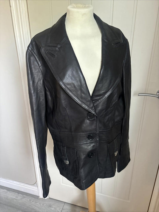 Karen Millen 100% Real Leather Jacket Uk 16