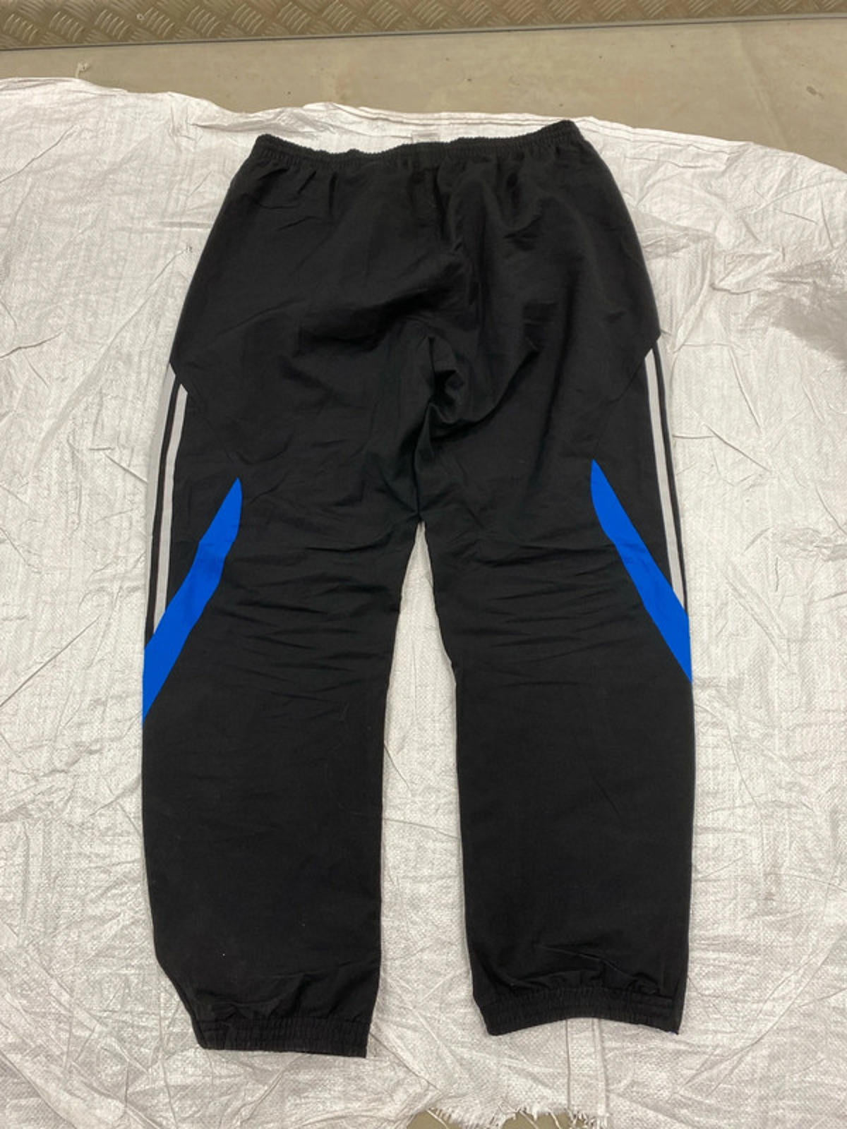 Adidas XL black joggers with blue and white
