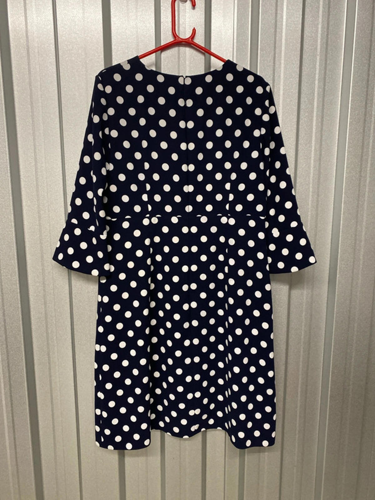 Hobbs Navy blue and white polka dot dress. 16