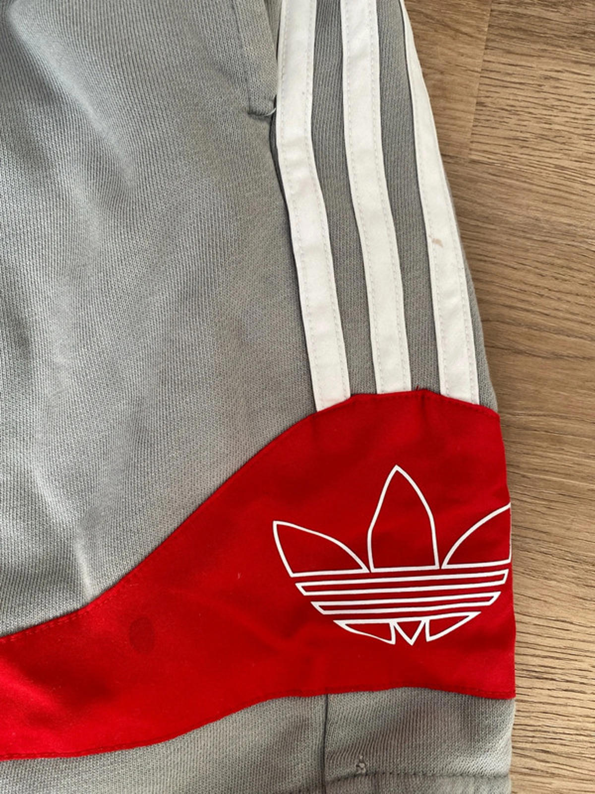 Adidas large soft shorts grey and red